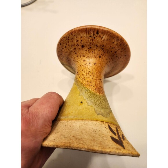 Handmade Ceramic Candle Holder Pottery Signed Artisan Rustic Design Vintage - Picture 7 of 14